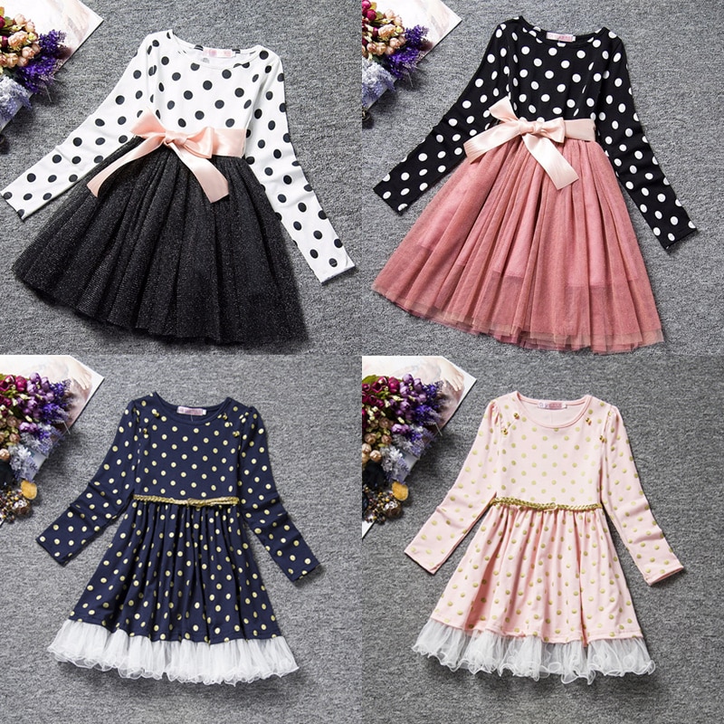 Vestido de manga larga Dot para ninas Ropa para Ninas ropa para adolescentes ropa de uso diario escolar ropa informal para ninos Vestido Infantil 8T Ranero Logistic