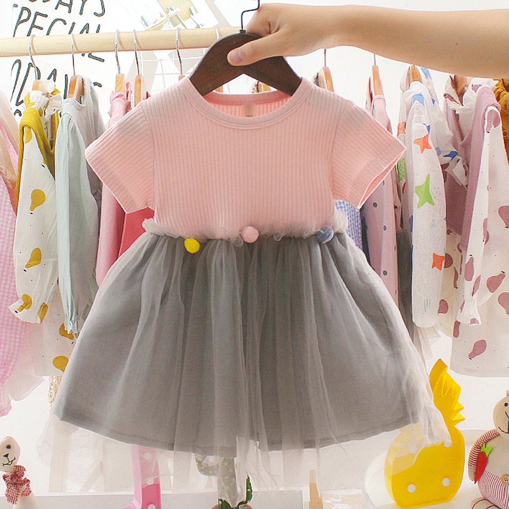 Vestidos de moda de otoño para niñas pequeñas, ropa informal de tul con retazos, vestidos de princesa, ropa para niñas de 0 a 2 años # P30