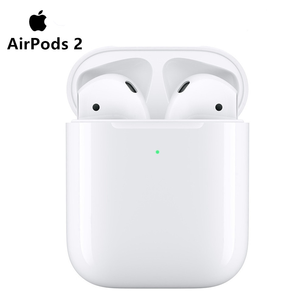 Original de los AirPods de Apple 2nd auriculares Bluetooth con funda de carga inalámbrica para iPhone iPad MacBook Apple iPod reloj