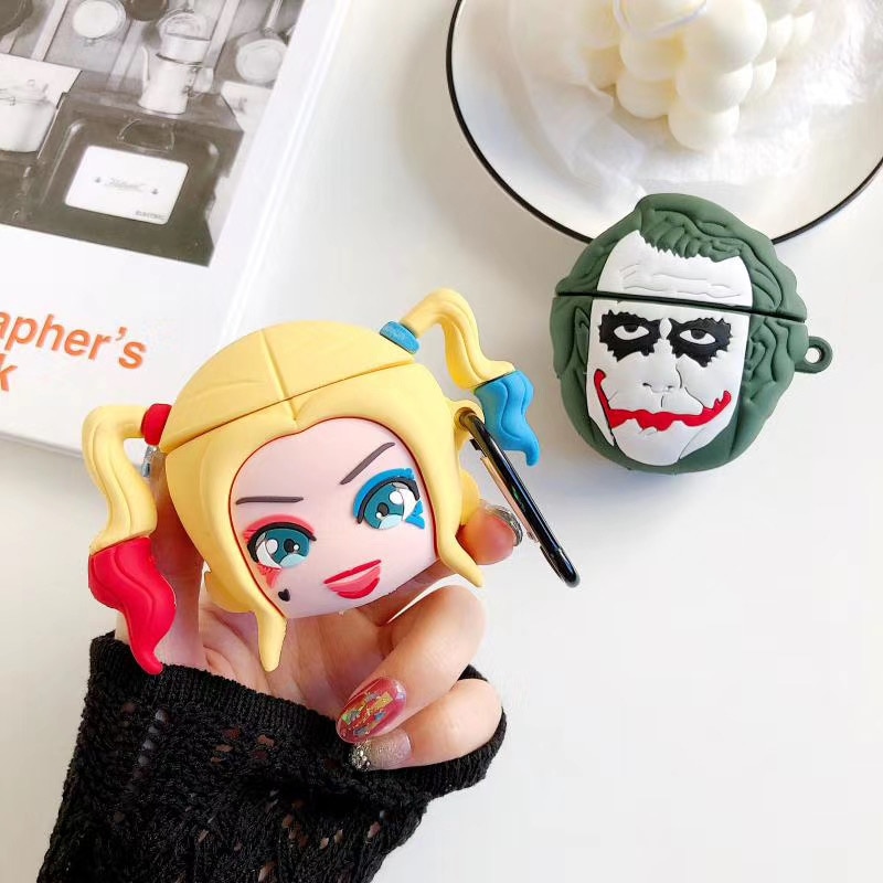 Funda de silicona blanda para apple Airpods 1 y 2, funda protectora para auriculares Bluetooth, Harley Quinn, Joker, Escuadrón suicida