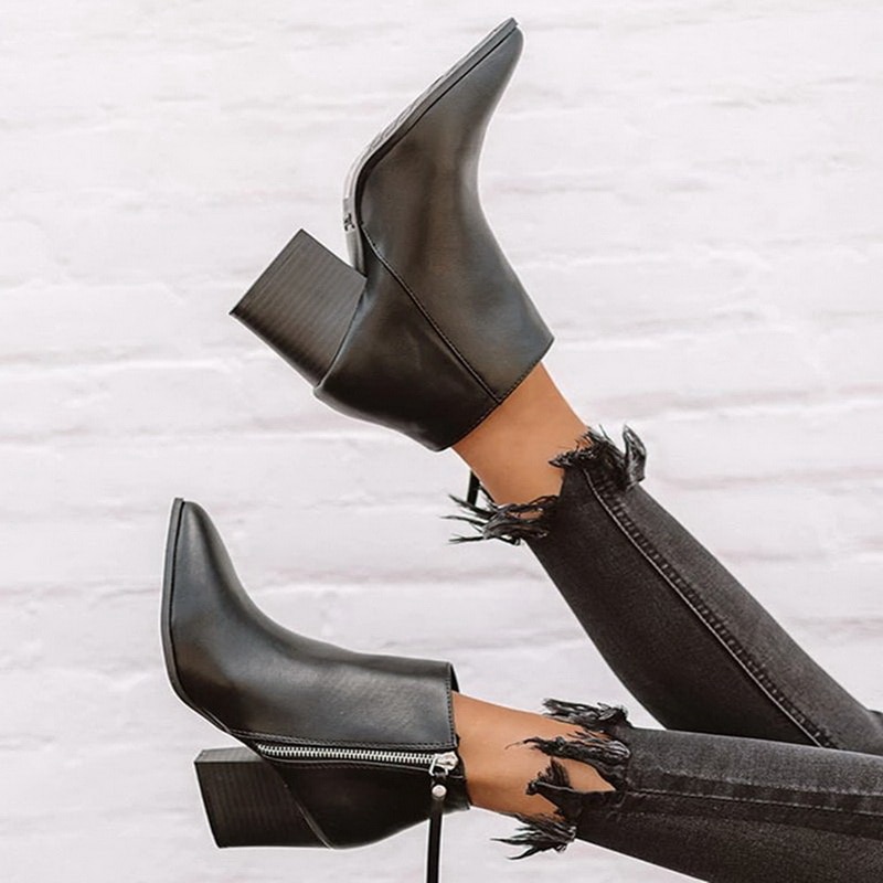 Botas de mujer de alta calidad botines con cremallera