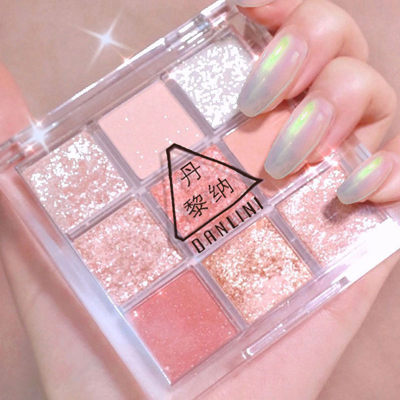 Nueva paleta de sombra de ojos acrílica transparente de nueve colores mate nacarado sombra de ojos maquillaje de ojos herramienta cosmética impermeable TSLM1