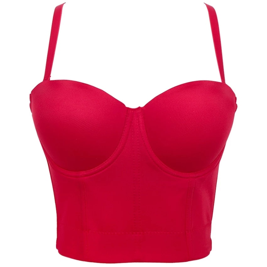 Top con tirantes finos para Mujer Top corto con sujetador integrado y corse fino blusas de Bralette para Mujer ropa para actuaciones en club nocturno Ranero Logistic