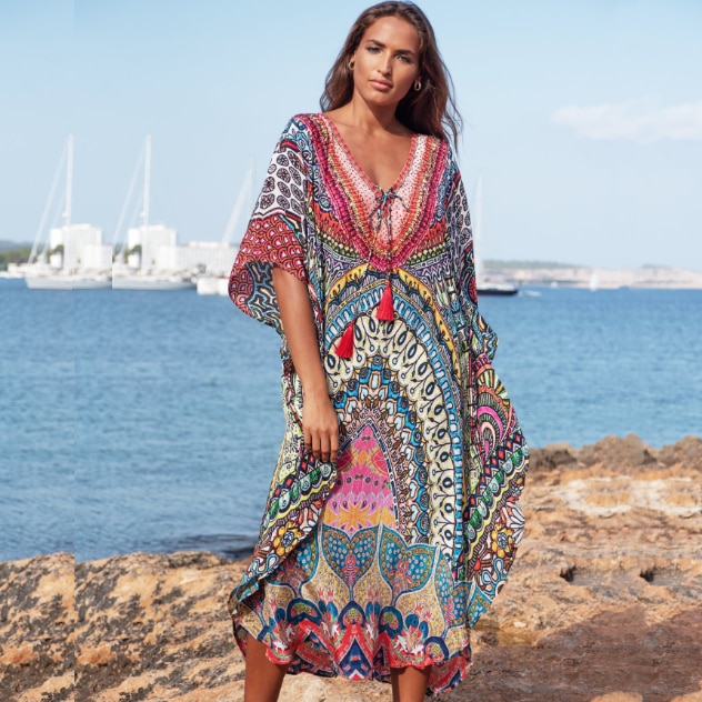 Vestido de verano largo de secado r pido con estampado bohemio