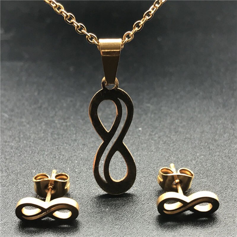 Conjunto de collar y pendientes de acero inoxidable para mujer, conjunto de joyería con forma de copo de nieve, hoja de arce, gato, oso, corazón, trébol, 2020