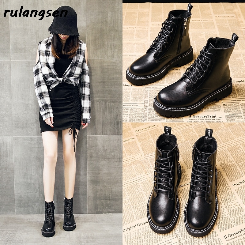 Martin Boots Botas cortas transpirables de suela gruesa para mujer
