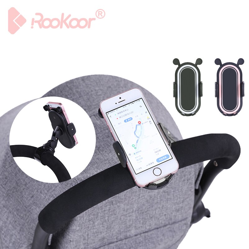 Rk-Soporte Universal para cochecito de bebé, rotación de 360 grados, soporte ajustable, soporte para teléfono móvil, negro, blanco y rosa