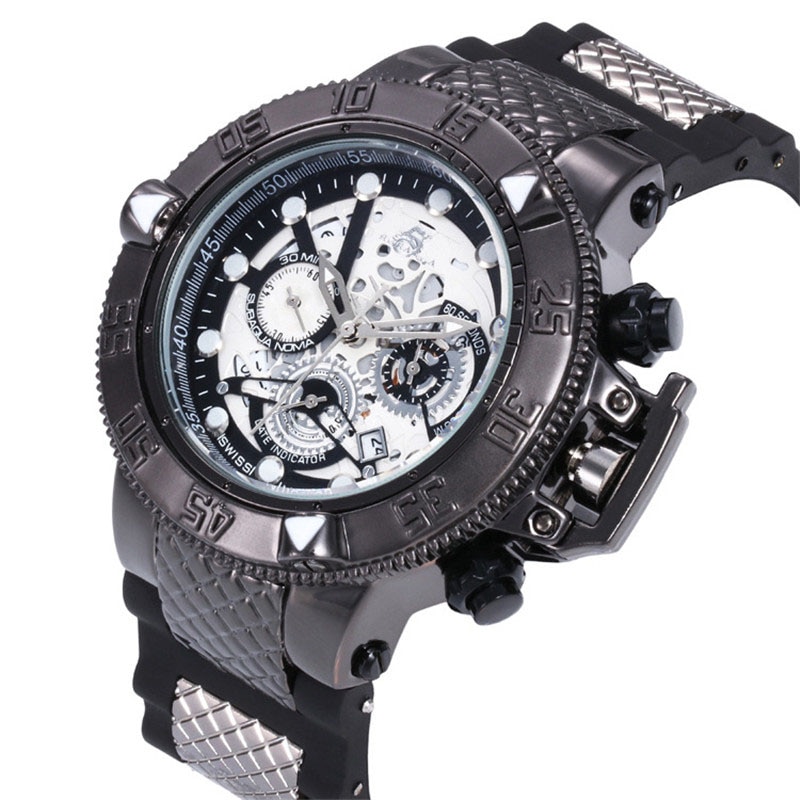 INVT Sports-reloj de cuarzo para hombre, cronógrafo informal, con correa de PU, Esfera Grande, reloj de pulsera invicto