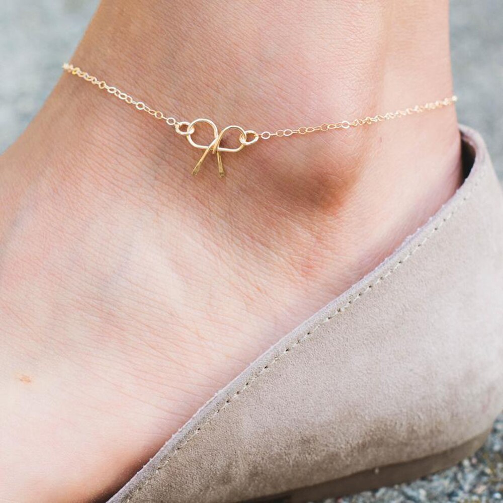 Pulsera tobillera con lazo de plata 925 para mujer, joyería hecha a mano, Enkelbandje relleno de oro, dijes bohemios, tobilleras