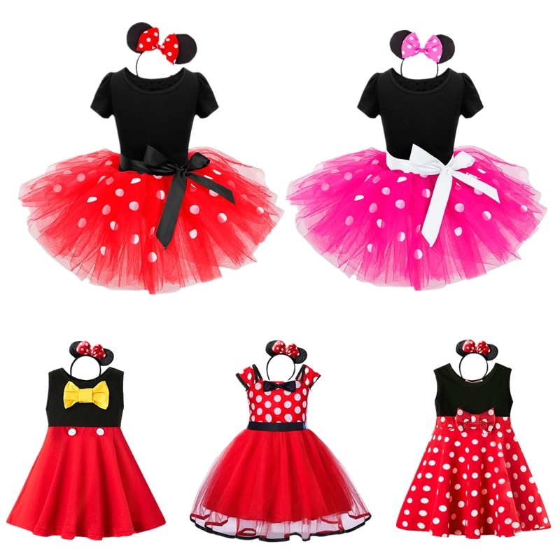 Minivestido de ratón para chicas, disfraz de Halloween elegante, minivestido de princesa con tutú, disfraz rojo de Navidad, Vestidos de fantasía