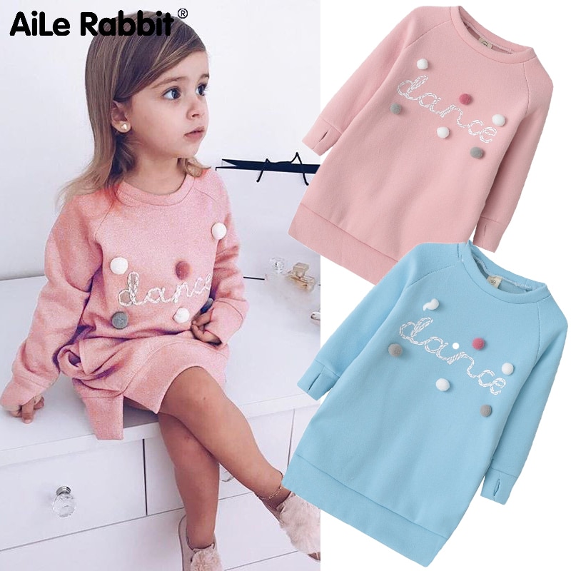 sudadera bordada con letras de dibujos animados chica moda larga con capucha vestido Pullover Moletom Feminina