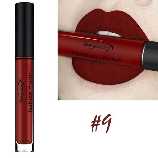 Sexy rojo resistente al agua labial mate Nude pigmento para labios rojo oscuro negro brillo de labios duradero moda mujer maquillaje brillo labial T02