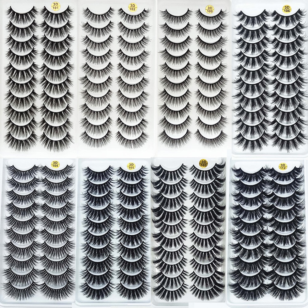 Pestañas de visón 3D, 10 pares, maquillaje, pestañas postizas largas naturales, extensión de pestañas llamativas hechas a mano, pestañas postizas