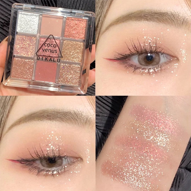 Paleta de sombra de ojos de 9/4 colores, paleta de sombra de ojos mate, brillo brillante, juego de maquillaje de sombra de ojos resistente al agua, maquillaje de ojos TSLM1
