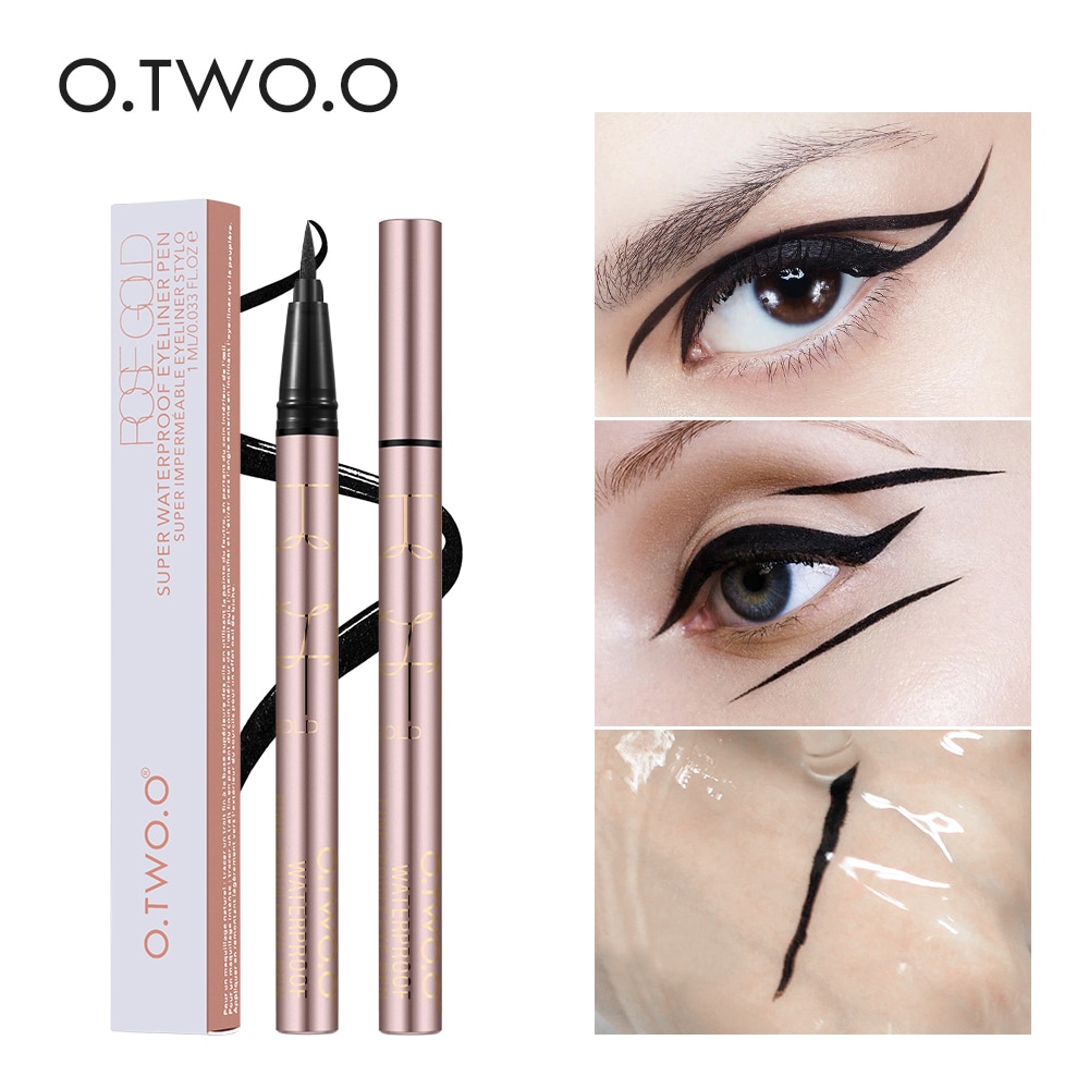 O.TWO.O impermeable profesional delineador de ojos líquido de gato de belleza Negro estilo de larga duración delineador de ojos lápiz de maquillaje cosméticos herramientas