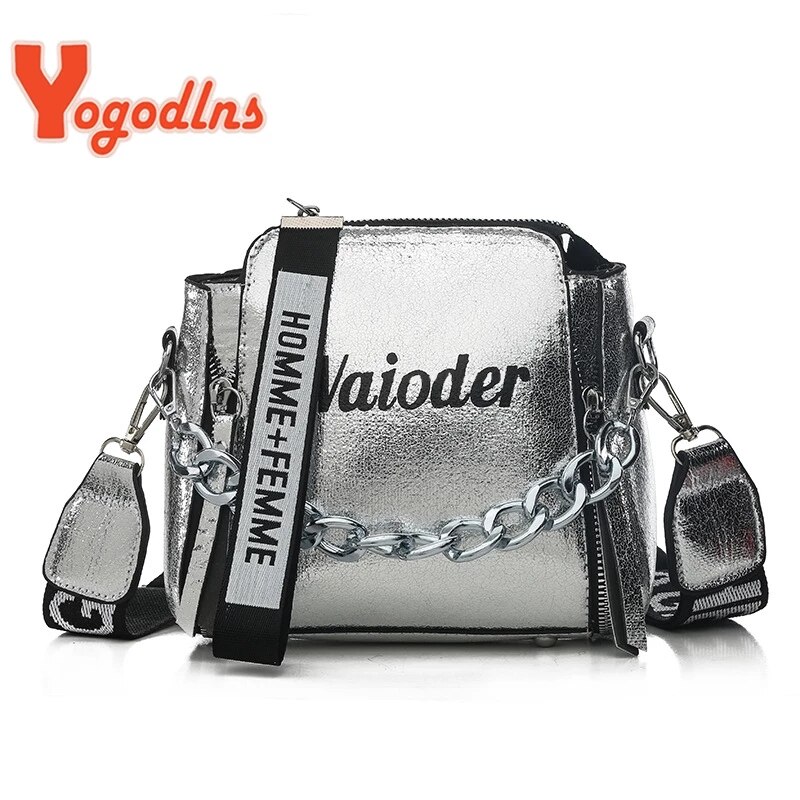 Yogodlns-Bolso de mano con letras para mujer, bandolera cruzada con correa ancha, Bolso pequeño para chicas, 2021