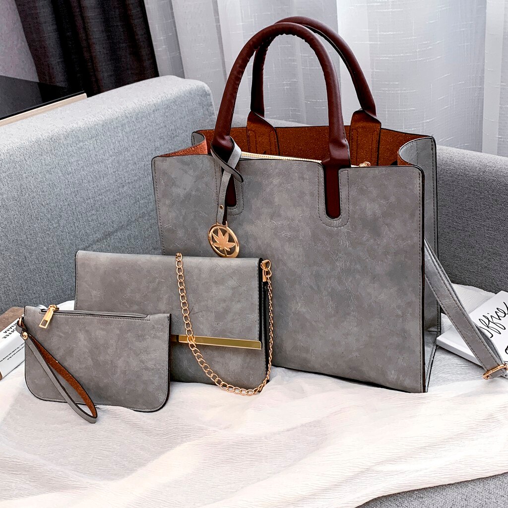 Conjunto de 3 uds. De bolsos compuestos para mujer, bolsas de mano de piel sintética de alta calidad, bolsas de mensajero de hombro Vintage, novedad