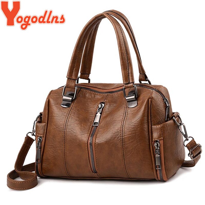 Yogodlns-Bolso de piel sintética de gran calidad para mujer, bolsa informal de gran capacidad, Estilo Vintage