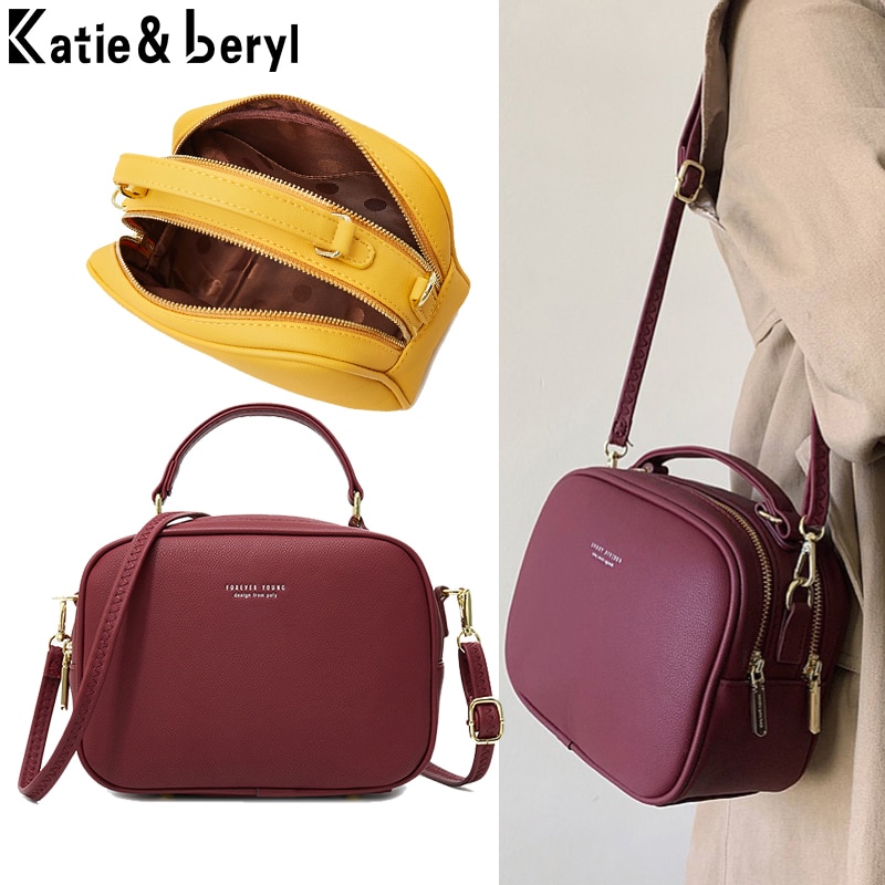 Mini bolso de hombro de lujo para mujer, Bolsa de mano suave de piel sintética, bandoleras cruzadas de diseñador de marca, con cremallera