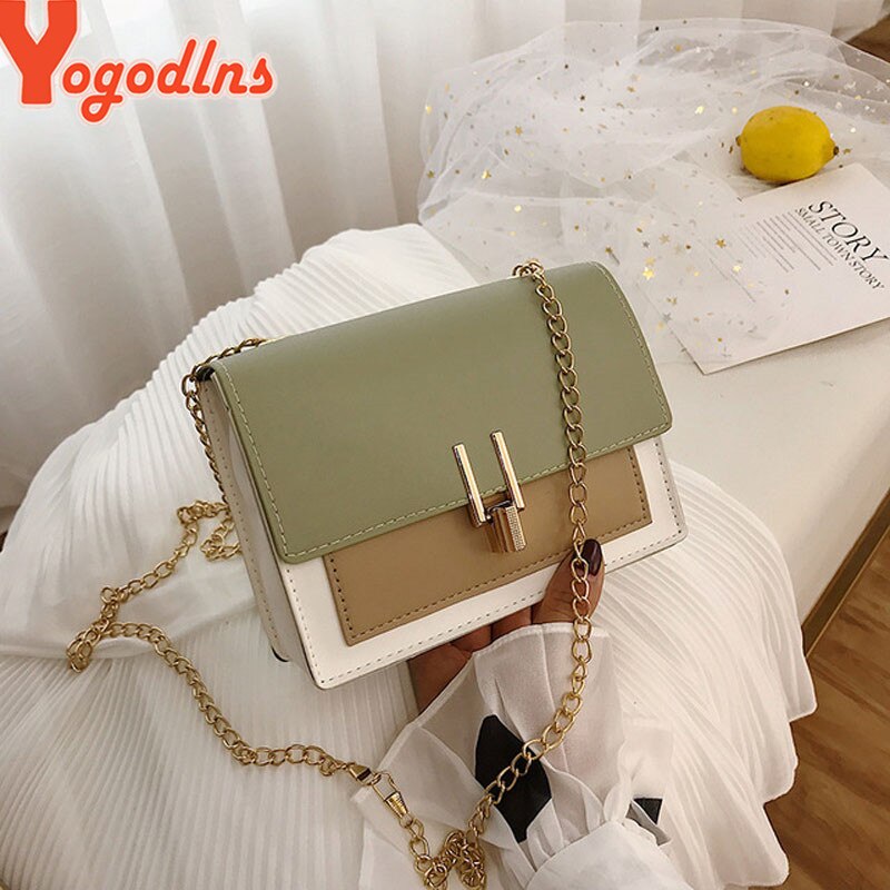Yogodlns nuevo pequeño bandoleras con solapa para las mujeres 2021 de verano de cuero de la PU de bandolera de hombro para chica bolso Bolsas