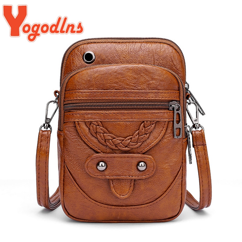 Yogodlns-Bolso pequeño multifuncional de cuero PU para mujer, bandolera clásica, monedero, bolsa para teléfono móvil