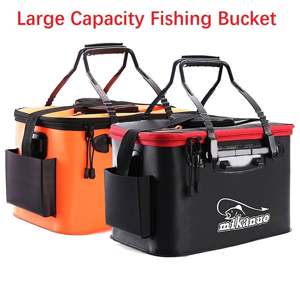 Cubo de pesca portátil con cremallera de 5 tamaños, 11-35L, plegable al aire libre, EVA, bolsa de pesca en vivo, cubo para peces, Camping, senderismo, bolsa de pesca