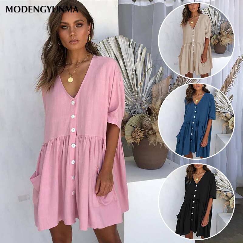 Vestido suelto de media manga para mujer, ropa informal de maternidad, para embarazadas