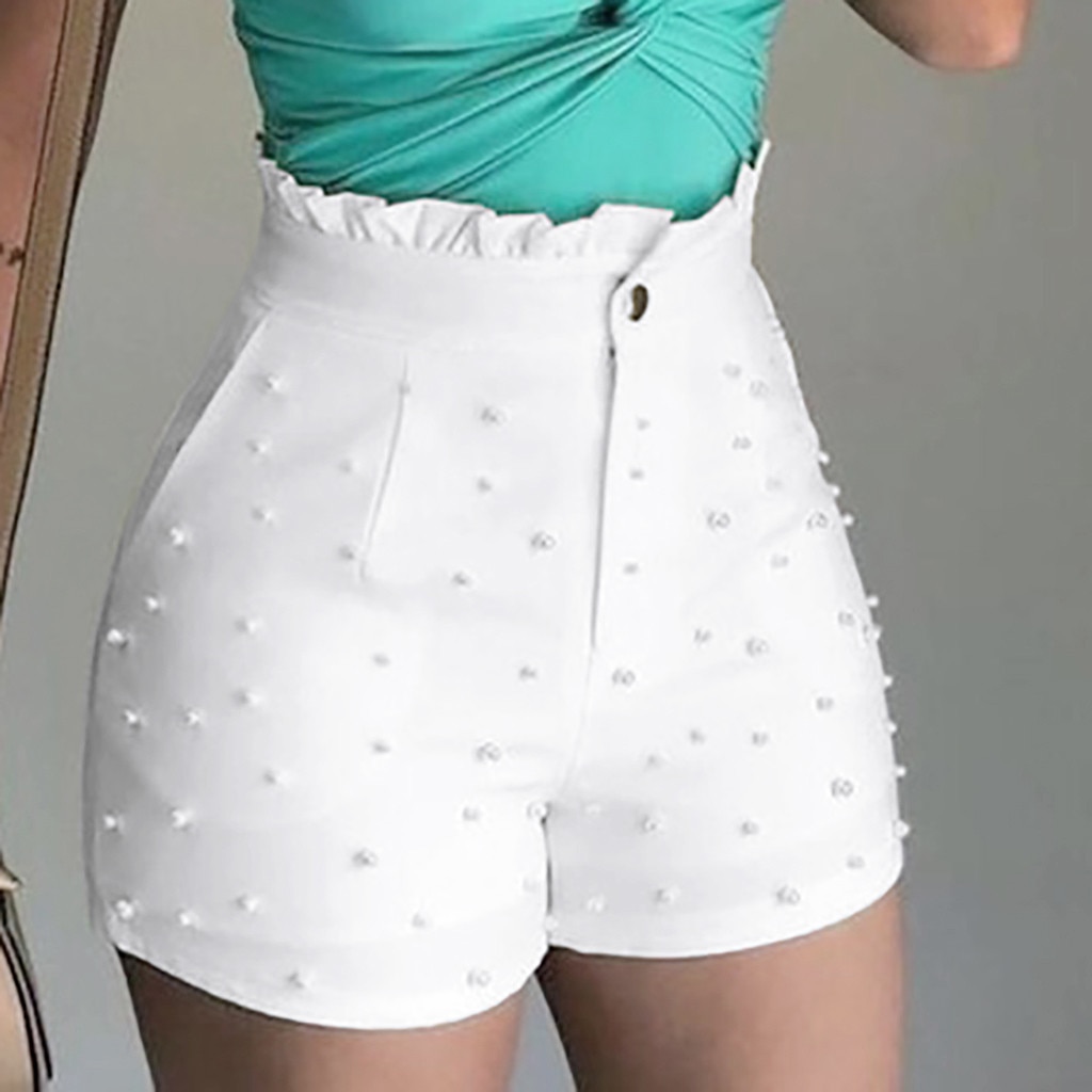 Pantalones cortos de verano para mujer, pantalones cortos blancos a la moda para mujer 2019, pantalones cortos sexis de verano para mujer, pantalones cortos de spodenki damskie