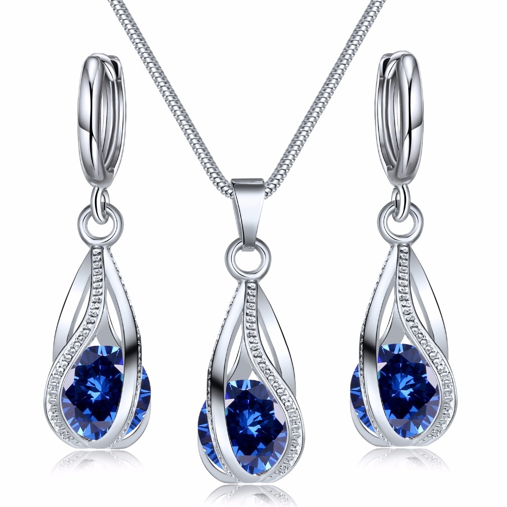 VKME-Conjunto de joyería de cristal, pendientes y collar con circonitas, decoración, novedad de 2020