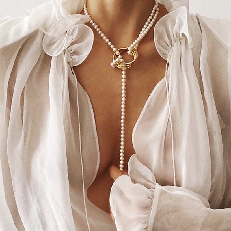 VAGZEB-collar de cadenas con cierre Irregular de perla Vintage barroco, colgante geométrico con moneda, collares de amor para mujer, joyería Punk