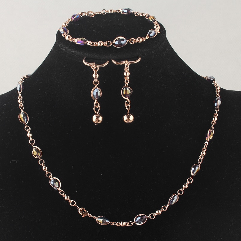 Sam Maries-Conjunto de joyería para mujer, color dorado, Morado, cristal austriaco, pulsera, pendientes, boda/novia, BB1952