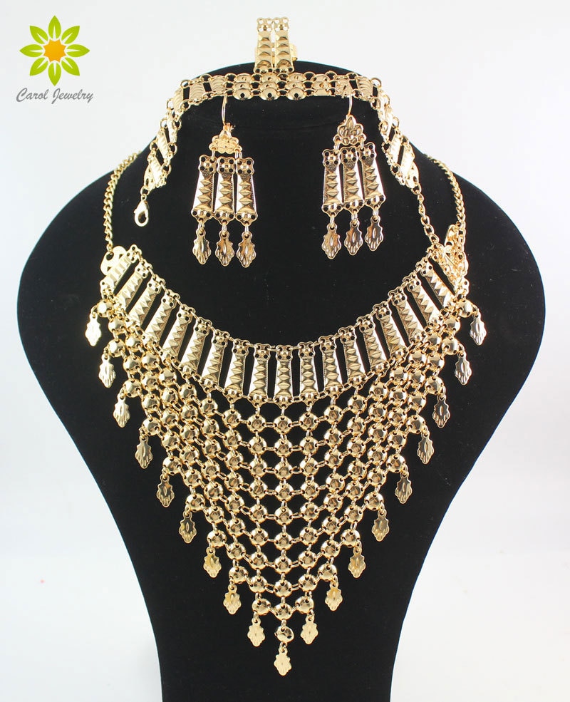 ¡Nuevo diseño de 2020! Conjunto de collar de Accesorios DE BODA nupciales a la moda de Color dorado de Dubai, conjuntos de joyas de disfraz africano