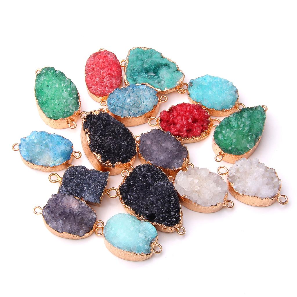 Colgante con conector de geoda de cristal Natural, ágata, drusa, piedra Natural, GEMA, conector, collar, colgante, joyería