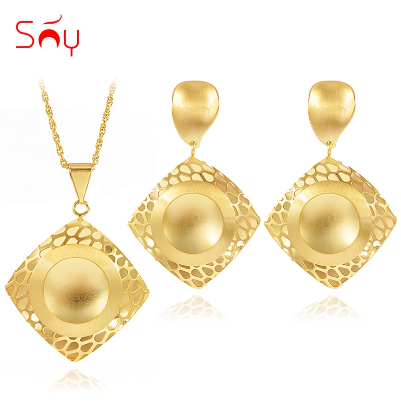 Sunny joyería cuadrado étnico juegos de joyas para mujer colgante, pendientes, collar para fiesta boda regalos de cumpleaños hallazgos de joyería