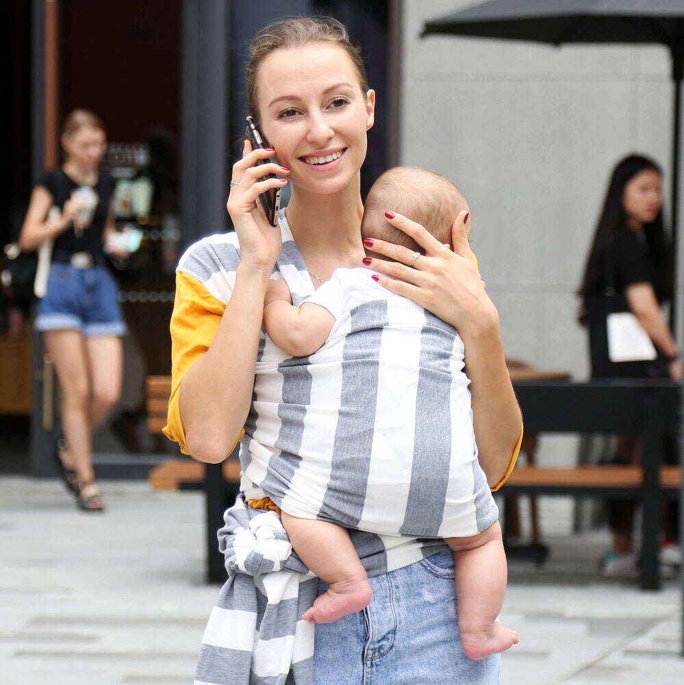 Mochila portabebés ergonómica a rayas con tirantes para bebé, envoltura elástica transpirable, bolsos cómodos para bebé, accesorios para bebé