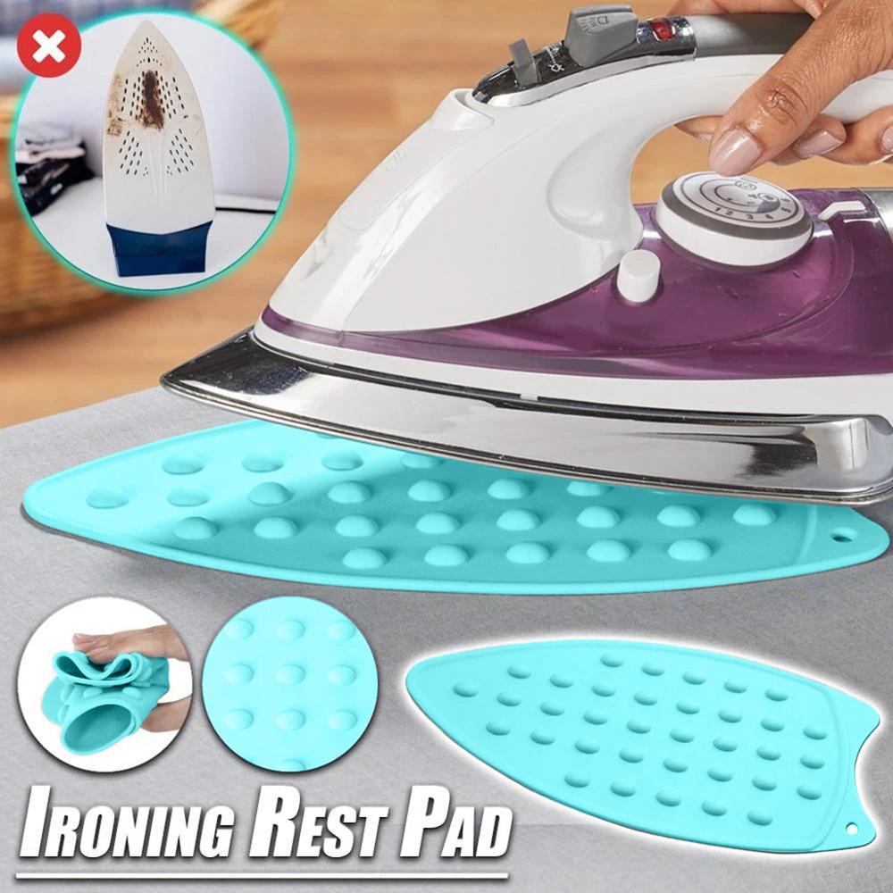 Protección antiadherente de silicona para planchar, antideslizante para el descanso del hogar, accesorios de seguridad colgantes, cojín para plancha, almohadilla resistente al calor, herramientas para el hogar Q40