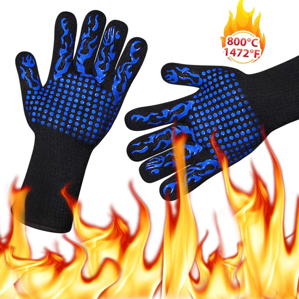 Guantes de cocina y horno resistentes a altas temperaturas, utensilios para hornear, guantes de silicona de algodón para barbacoa, 1 ud.