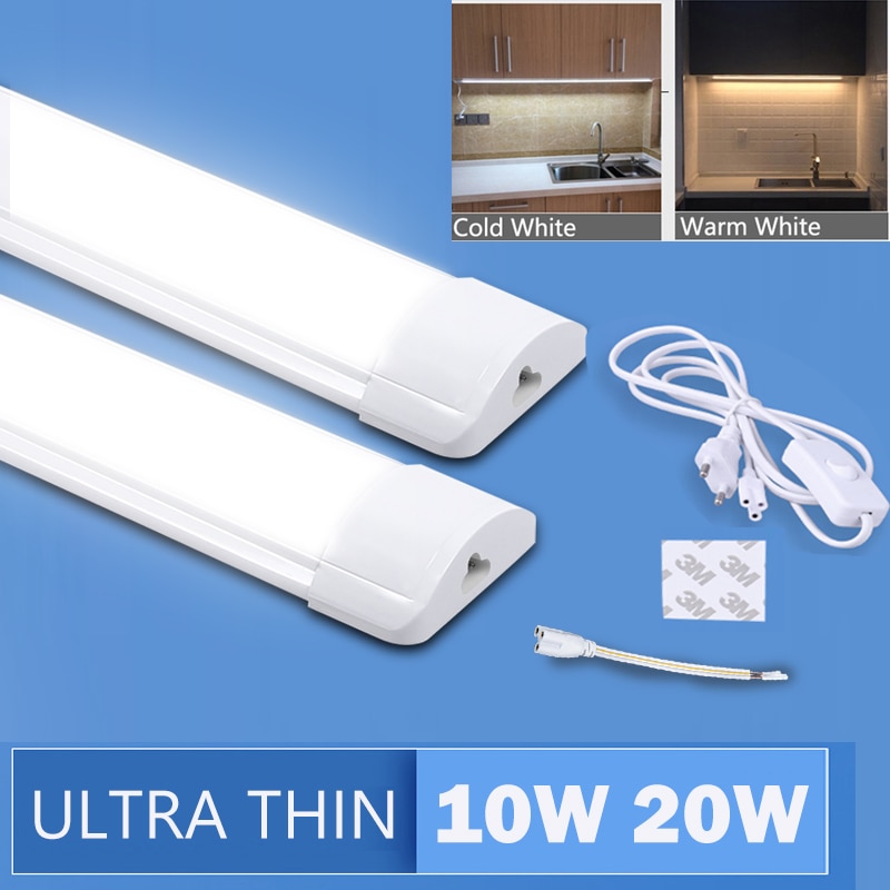 Juego completo de luces Led para cocina, lámpara de pared para armario, cocina, dormitorio, 220 M, enchufe europeo, 10W, 20W, 1,8 V, T5