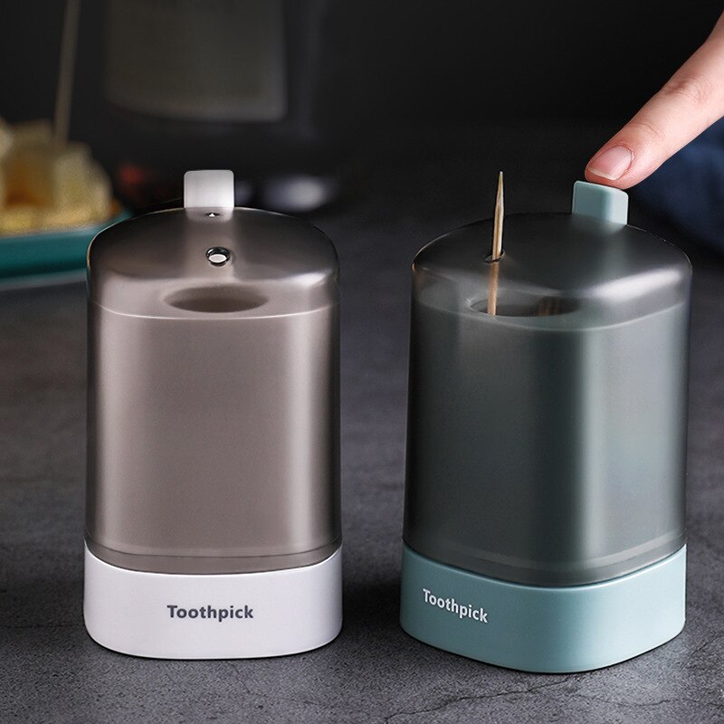 Dispensador de mondadientes automático para el hogar contenedor para palillos de dientes, caja de almacenamiento, soporte tipo empuje, diseño higiénico para Cocina