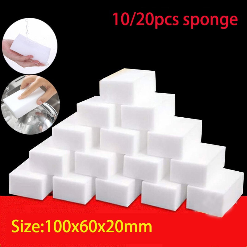 Borrador de esponja limpiadora de melamina, borrador de esponja mágica de 10/20 piezas, esponja limpiadora de cocina para lavar platos, Herramientas de limpieza de baño, 100*60*20MM