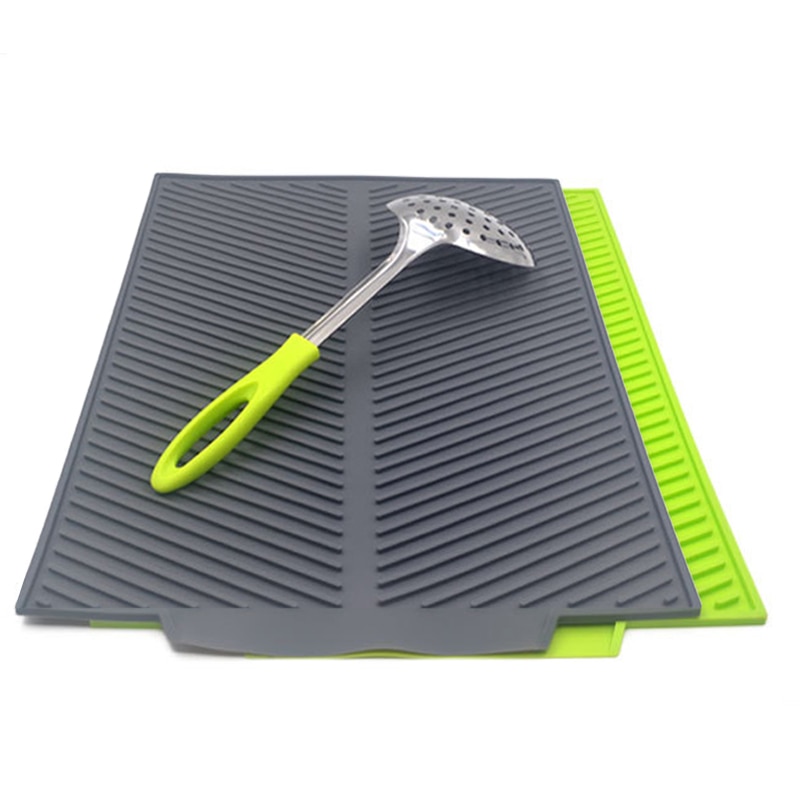 Esterilla de drenaje de silicona para cocina, escurridor de platos, bandeja, fregadero grande, organizador de secado, alfombrillas de secado para platos, vajilla