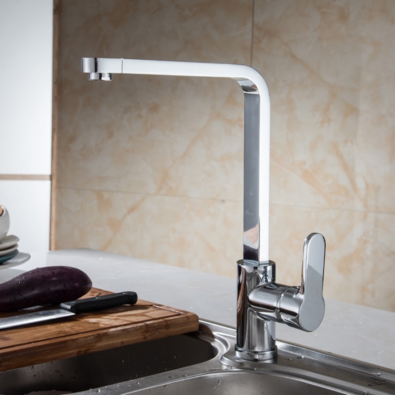 Grifo de cocina de latón macizo de estilo moderno, mezclador de agua fría y caliente, diseño de ángulo recto, rotación de 2020 grados, novedad de 360