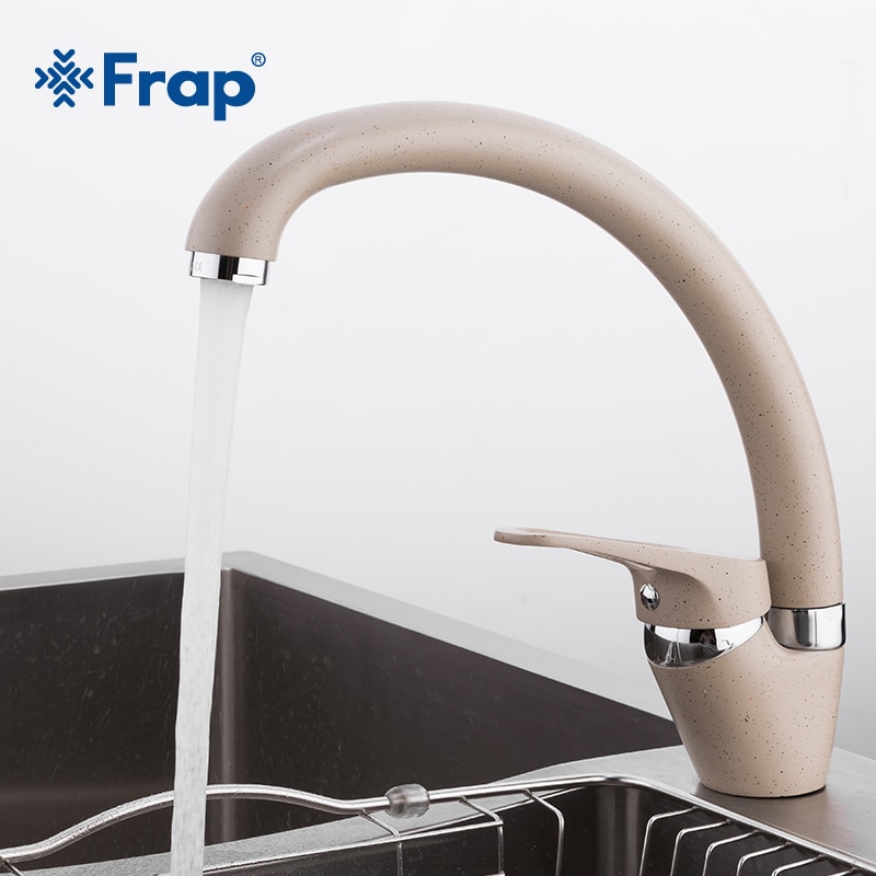 FRAP-grifo monomando de latón para fregadero de cocina, 5 colores, frío y caliente, caño giratorio, repisa de lavabo, F4113