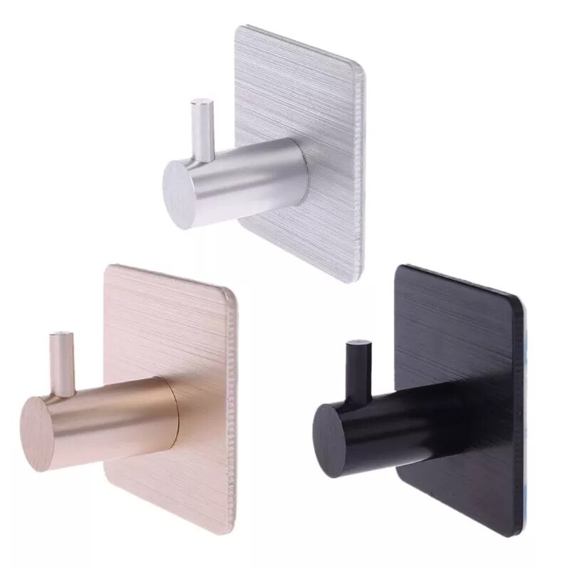 Gancho de aluminio autoadhesivo para puerta, estante para llaves, colgador de toallas para el hogar, colgador de baño, ganchos para cocina, ama de llaves en la pared