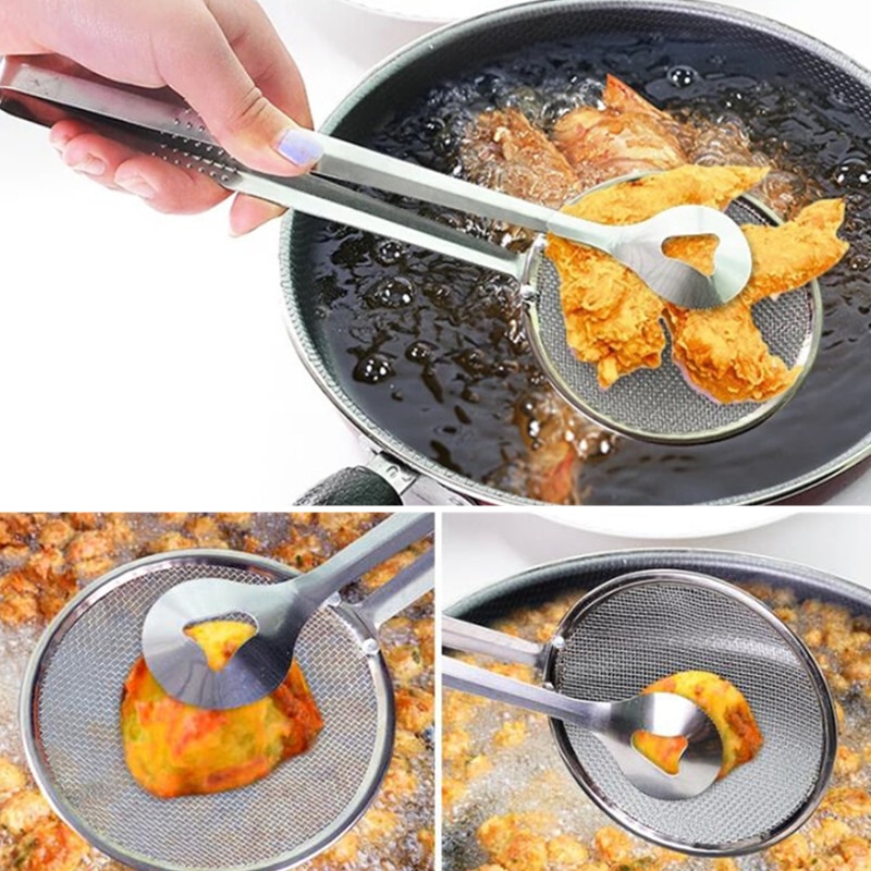 Utensilios para servir comida de Buffet pinzas freidor de bocadillos colador cocina malla de acero inoxidable freír la comida pinzas colador de aceite utensilios de cocina