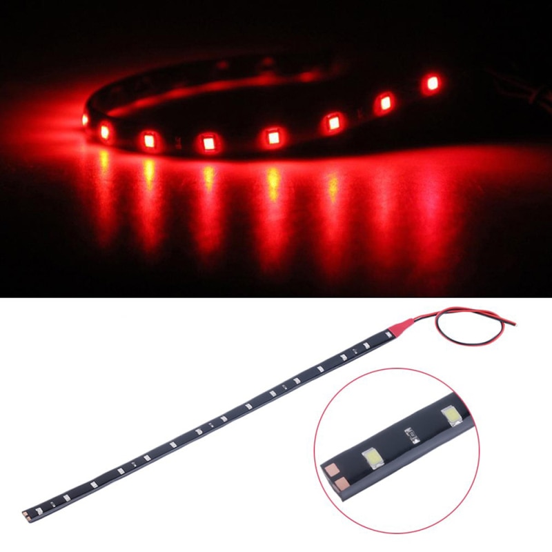 Luces decorativas para coche, impermeables, 30cm, 15 LED, iluminación para coche, tira de luces decorativa Flexible, accesorios para barra