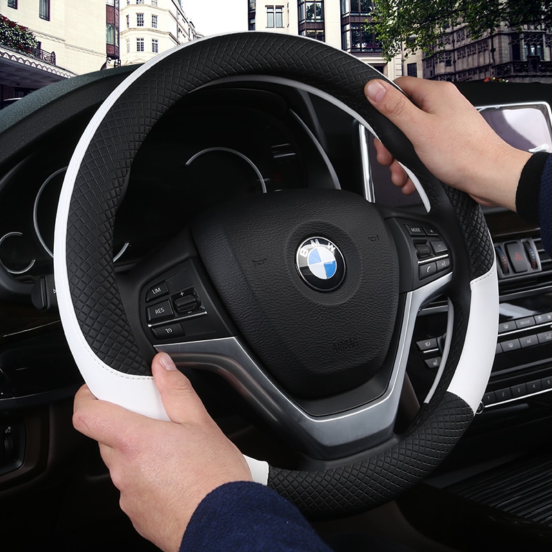 Universal protector para volante de coche de cuero del coche de coche accesorios de Auto volante rueda cubre Auto tapicería