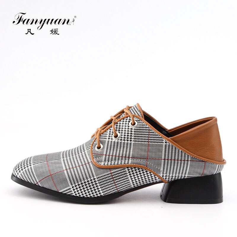 Fanyuan de moda cuadrado del dedo del pie zapatos de tacón alto Retro Mix color cuadrada tacón alto bombas de encaje-tacones de mujer sólidos de patrón de rejilla zapatos