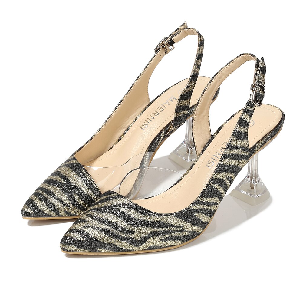 Sandalias de tacón alto con hebilla en el tobillo para mujer, zapatos de tacón transparente de PVC a la moda, talla grande, DA0092