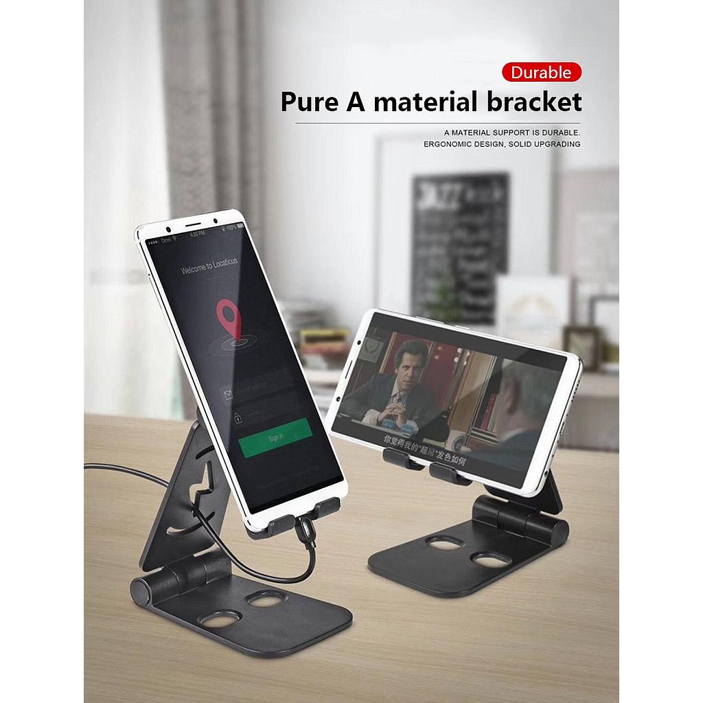 Soporte de escritorio para teléfono móvil Base de carga, doble estante ajustable para iPad, iPhone, Huawei, Xiaomi, Samsung y LG
